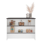 TUHOME Fendi Kitchen Island with Spacious Countertop, Open Lower Shelves and Enclosed Storage Cabinets, Modern Multi-Use Prep Station for Kitchens, Coffee Stations or Dining Areas, Functional Organization for Everyday Cooking