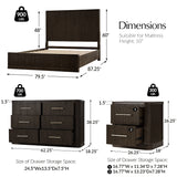 4-Piece Modern Fluted Solid Wood Bedroom Set with Oak Texture