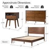 4-Piece Mid-Century Modern Solid Wood Bedroom Set with USB Nightstands & Dresser