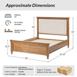 Transitional Solid Wood Bed with Upholstered Headboard