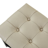 Genuine Leather Bench with Button-Tufted Design