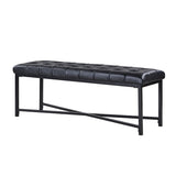 Genuine Leather Bench with Button-Tufted Design