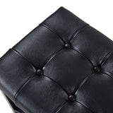 Genuine Leather Bench with Button-Tufted Design