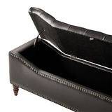 Abner Traditional Upholstered Storage Bench with Button Tufting