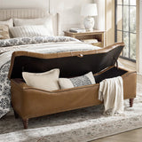 Abner Traditional Upholstered Storage Bench with Button Tufting