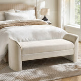 Diana 57" Wide Modern Chenille Upholstered Bench with Piped Edges and Foam Cushion