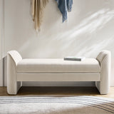 Diana 57" Wide Modern Chenille Upholstered Bench with Piped Edges and Foam Cushion