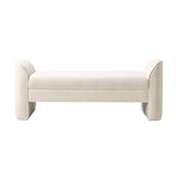 Diana 57" Wide Modern Chenille Upholstered Bench with Piped Edges and Foam Cushion