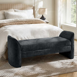Diana 57" Wide Modern Chenille Upholstered Bench with Piped Edges and Foam Cushion