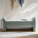 Diana 57" Wide Modern Chenille Upholstered Bench with Piped Edges and Foam Cushion