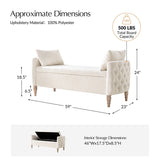 Octavia Upholstered Storage Bench with Turned Wood Legs