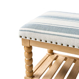Felipa Farmhouse Rustic Wood Bench with Upholstered Seat and Storage Shelf