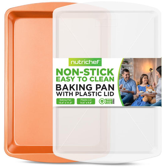 Baking Pan With Plastic Lid- Non-Stick And Stylish Metallic Coating Bake Pan With Plastic Cover, Compatible With Model: Nc5Pcs (Copper)