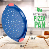 Non-Stick Pizza Pan - Deluxe Nonstick Blue Coating Inside & Outside With Red Silicone Handles, Compatible With Models: Ncsbsbl8, Ncsbsbl10 (Blue)