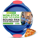 Non-Stick Round Pan - Deluxe Nonstick Blue Coating Inside & Outside With Red Silicone Handles, Compatible With Models: Ncsbsbl10, Ncsbsbl8, Ncsbsbl6 (Blue)