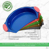 Non-Stick Round Pan - Deluxe Nonstick Blue Coating Inside & Outside With Red Silicone Handles, Compatible With Models: Ncsbsbl10, Ncsbsbl8, Ncsbsbl6 (Blue)