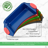 Non-Stick Square Pan - Deluxe Nonstick Blue Coating Inside And Outside With Red Silicone Handles, Compatible With Models: Ncsbsbl10, Ncsbsbl8, Ncsbsbl6 (Blue)