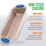 Non-Stick Loaf Pan - Deluxe Nonstick Gold Coating Inside And Outside With Blue Silicone Handles, Compatible With Models: Ncsbsg78, Ncsbsg60, Ncsbsg36 (Gold)