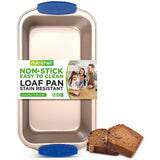 Non-Stick Loaf Pan - Deluxe Nonstick Gold Coating Inside And Outside With Blue Silicone Handles, Compatible With Models: Ncsbsg78, Ncsbsg60, Ncsbsg36 (Gold)