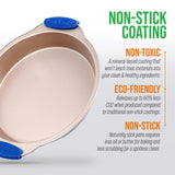 Non-Stick Round Pan - Deluxe Nonstick Gold Coating Inside & Outside With Blue Silicone Handles, Compatible With Models: Ncsbsg78, Ncsbsg60, Ncsbsg36 (Gold)