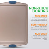 Medium Cookie Sheet - Kitchen Oven Baking Pan With Blue Silicone Handles, Compatible With Models: Ncsbsg63, Ncsbsg60 (Gold)