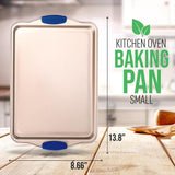 Small Cookie Sheet - Kitchen Oven Baking Pan With Blue Silicone Handles, Compatible With Model: Ncsbsg63 (Gold)
