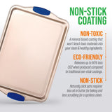 Small Cookie Sheet - Kitchen Oven Baking Pan With Blue Silicone Handles, Compatible With Model: Ncsbsg63 (Gold)