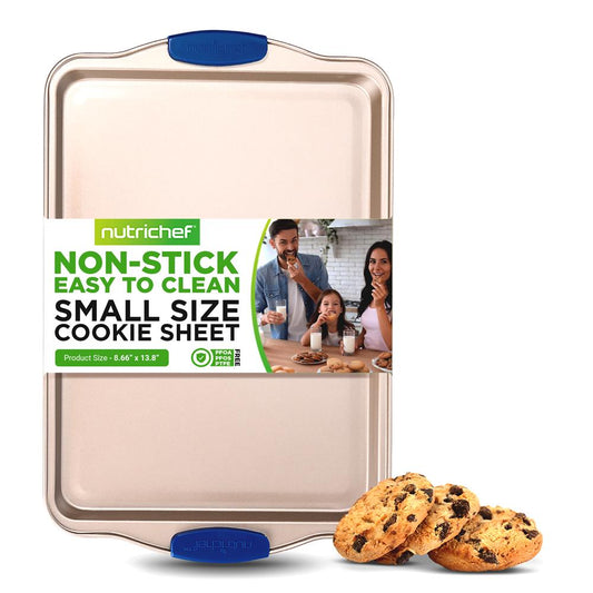 Small Cookie Sheet - Kitchen Oven Baking Pan With Blue Silicone Handles, Compatible With Model: Ncsbsg63 (Gold)