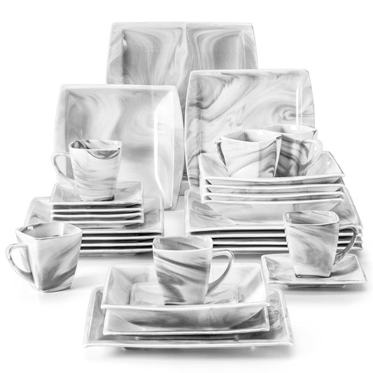 Blance Marble Grey 30 Piece Dinnerware Set
