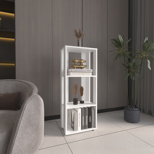 TUHOME Eco 39" Tall Four-Tier Bookcase with Open Shelves, Modern Vertical Storage Cabinet for Living Room, Bedroom or Office, Compact Display Unit for Books, Décor and Everyday Organization with Clean Contemporary Design