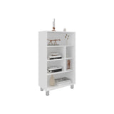 TUHOME Bellagio 40" Tall Four-Tier Base Cabinet with Six Open Cubbies, Modern Storage Unit for Home or Office Organization, Freestanding Organizer for Books, Décor, Supplies and Everyday Essentials with Contemporary Design