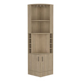 Kava Being Corner Bar Cabinet with Glass Rack, Double-Door Storage Cabinet, Built-In Eight-Bottle Wine Rack, Modern Corner Liquor Cabinet for Living Room, Home Bar, Kitchen or Dining Room Organization