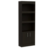 Simma Bookcase, Metal Hardware, Three Shelves, Double Door Cabinet