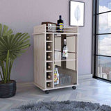 Tuhome Dukat Bar Cart with Two Shelves, Six Built-In Wine Racks, Four Casters, Modern Storage Solution for Kitchen or Dining Room