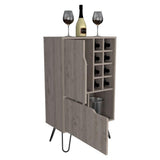 Tuhome Manhattan L Bar Cabinet with Eight Built-In Wine Cubbies, Dual Single-Door Storage Cabinets, Integrated Stemware Rack, Modern Entertaining Bar Unit for Liquor Display, Glassware Organization, and Home Gatherings