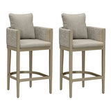 PURPLE LEAF Sanori Outdoor Bar Stools Set of 2 Modern Olefin Weaving Bar Chairs with Backrest Pillow for Patio, Poolside or Indoor