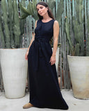 Black medium weight linen fabric (180 g/m2)