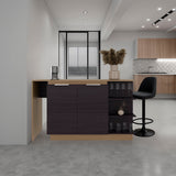 Lumina Modern Kitchen and Bar Counter Table, Freestanding Structure with Two Door Storage Cabinet, 3 Side Open Shelves and, Spacious Dining Countertop