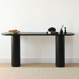 Baguette 70" Oval Black Solid Wood Console Table