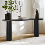 Baguette 70" Oval Black Solid Wood Console Table