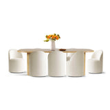 Baguette & Doris 86.5" Natural Rectangle Dining Table Set for 8 (9-Piece)