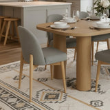 Baguette & Havana 86.5″ Rectangular Solid Oak Dining Table Set for 8 (9-Piece)