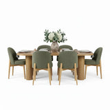 Baguette & Havana 86.5″ Rectangular Solid Oak Dining Table Set for 6 (7-Piece)