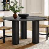 Baguette 52" Modern Oak Wood 3-Leg Round Dining Table