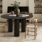 Baguette 52" Modern Oak Wood 3-Leg Round Dining Table