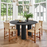 Baguette 52" Modern Oak Wood 3-Leg Round Dining Table