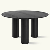 Baguette 52" Modern Oak Wood 3-Leg Round Dining Table