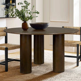 Baguette 52" Modern Oak Wood 3-Leg Round Dining Table