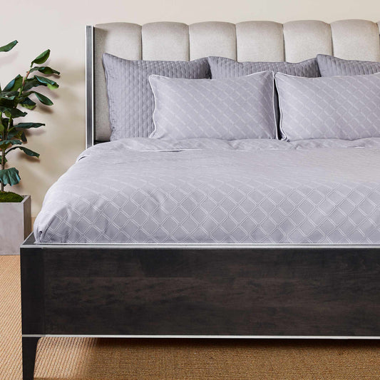 Bamboo Duvet Cover with Shams, 3pc - Platinum Geo