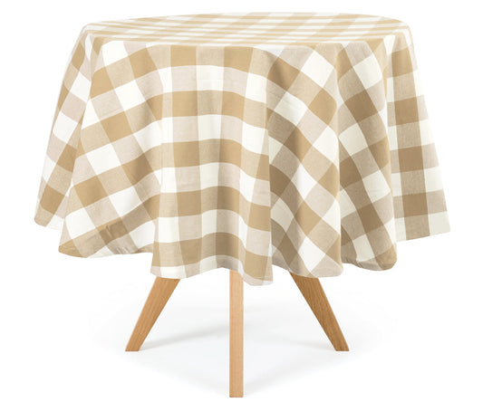 Beige Round Tablecloth - 60 Inch